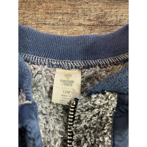 Tucker + Tate Kids' Faux Fur Bomber Jacket Size 12M Coat Blue Gray - Picture 2 of 6